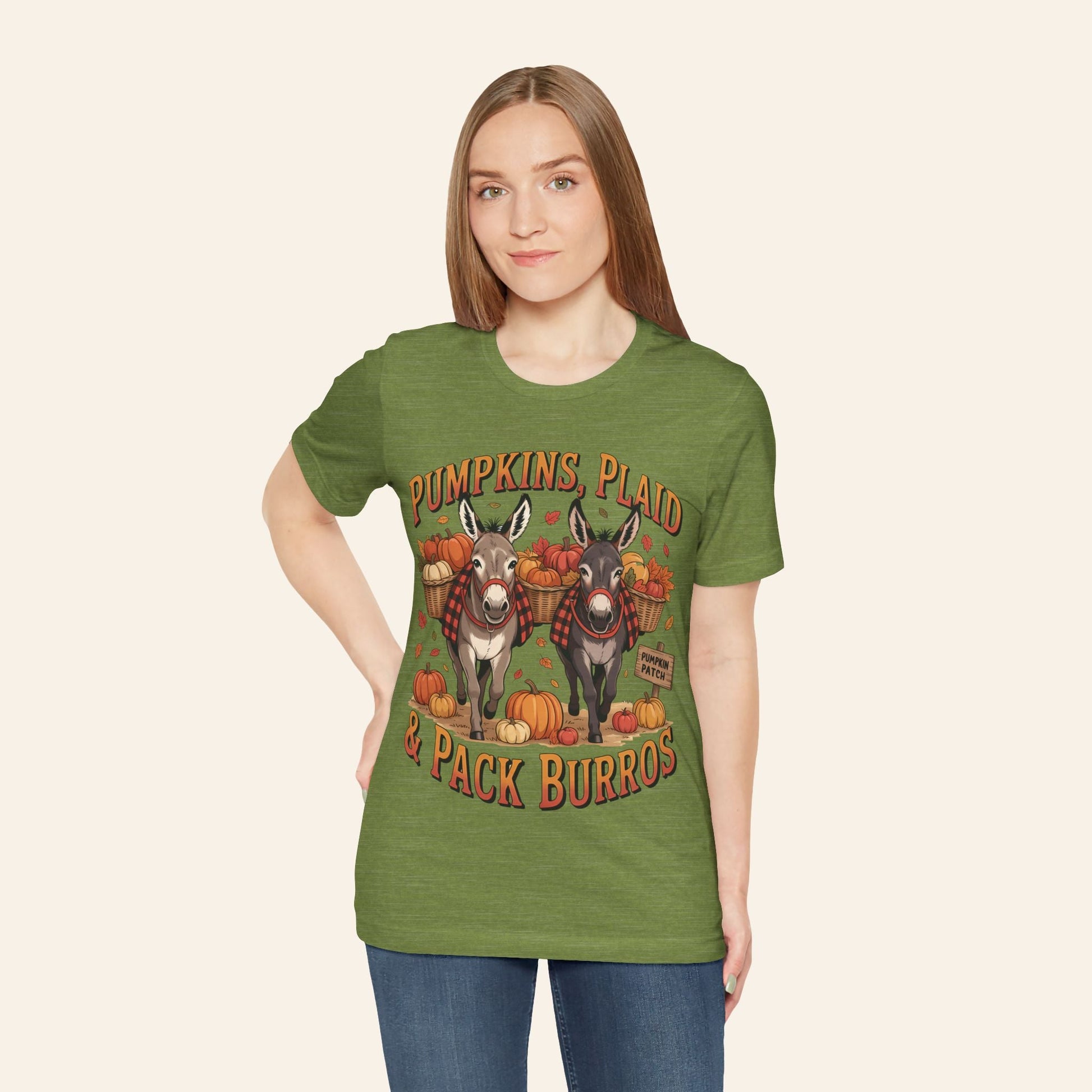 T-Shirt Fall Harvest Tee - Pumpkins, Plaid & Pack Burros Unisex T-Shirt