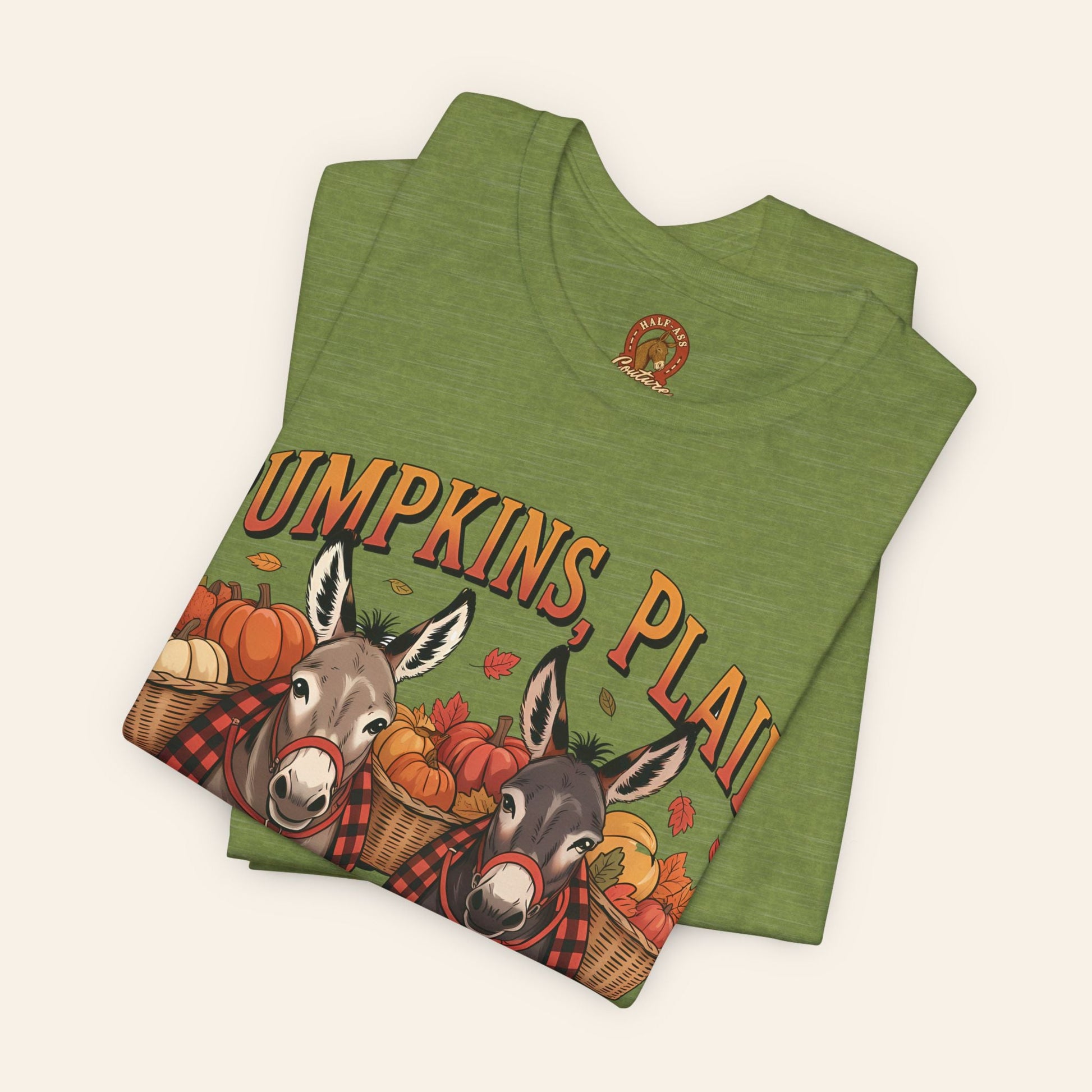 T-Shirt Fall Harvest Tee - Pumpkins, Plaid & Pack Burros Unisex T-Shirt
