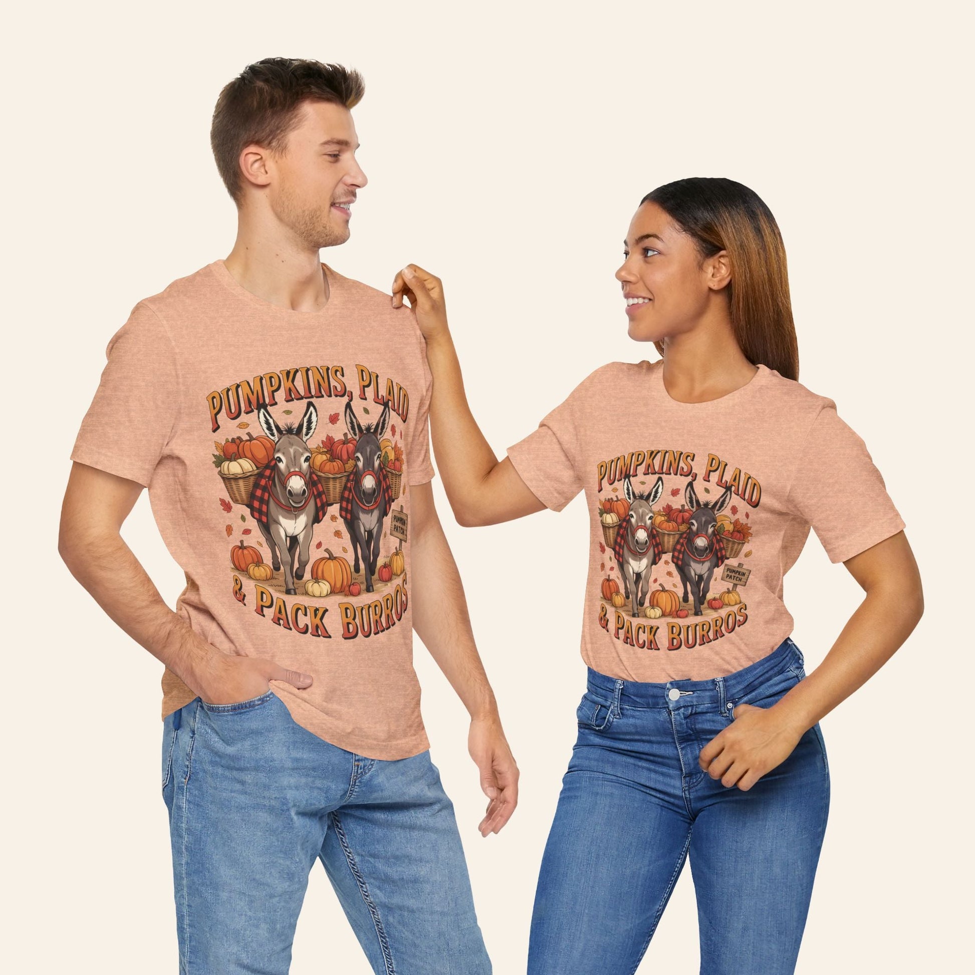 T-Shirt Fall Harvest Tee - Pumpkins, Plaid & Pack Burros Unisex T-Shirt