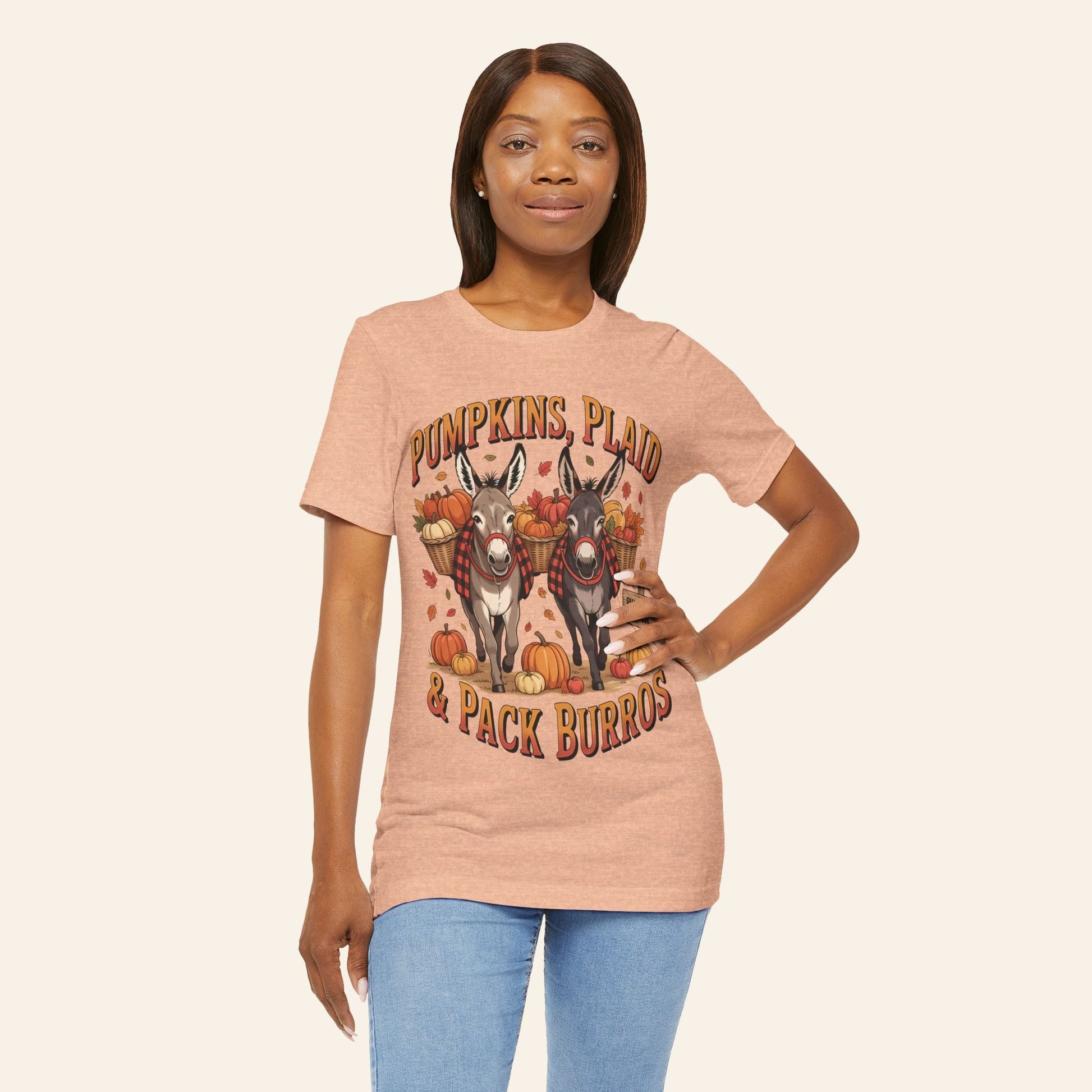 T-Shirt Fall Harvest Tee - Pumpkins, Plaid & Pack Burros Unisex T-Shirt