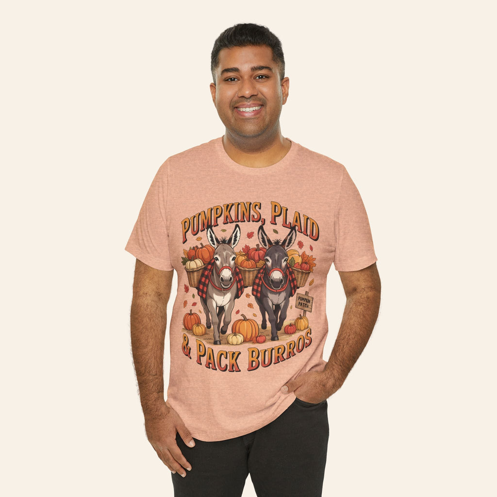 T-Shirt Fall Harvest Tee - Pumpkins, Plaid & Pack Burros Unisex T-Shirt