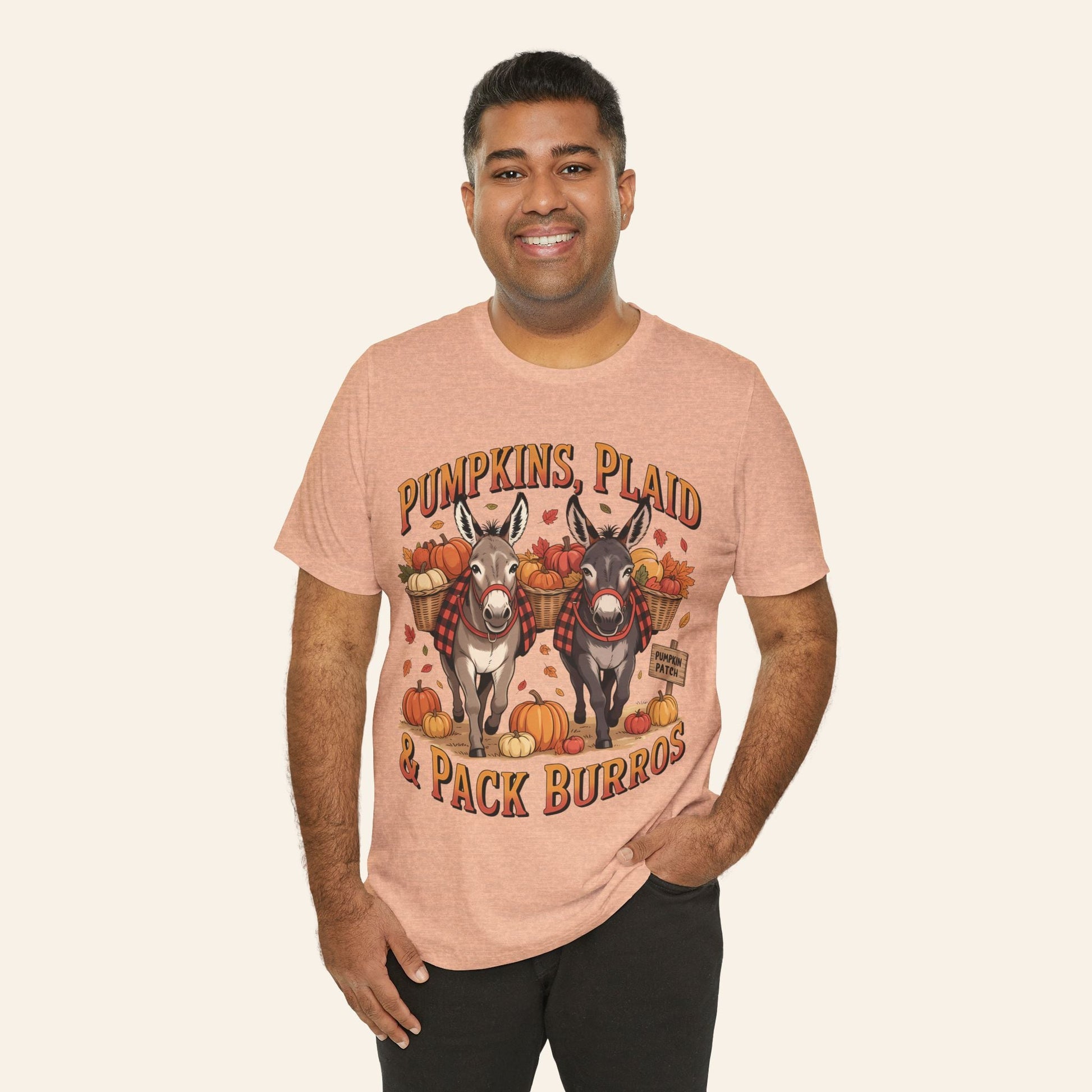 T-Shirt Fall Harvest Tee - Pumpkins, Plaid & Pack Burros Unisex T-Shirt