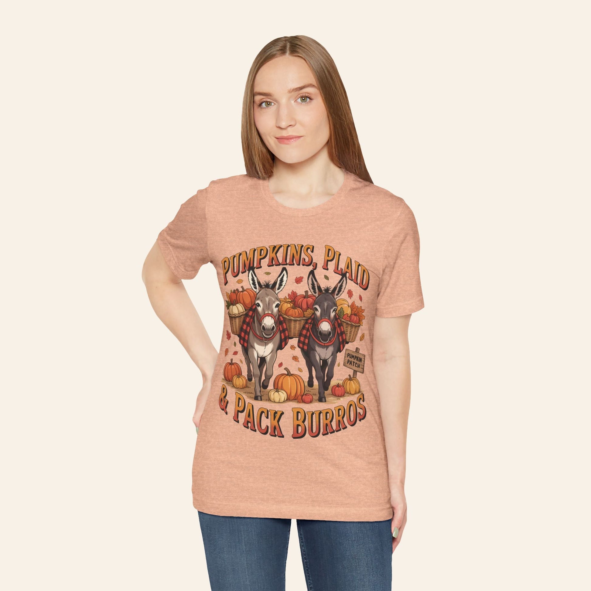 T-Shirt Fall Harvest Tee - Pumpkins, Plaid & Pack Burros Unisex T-Shirt