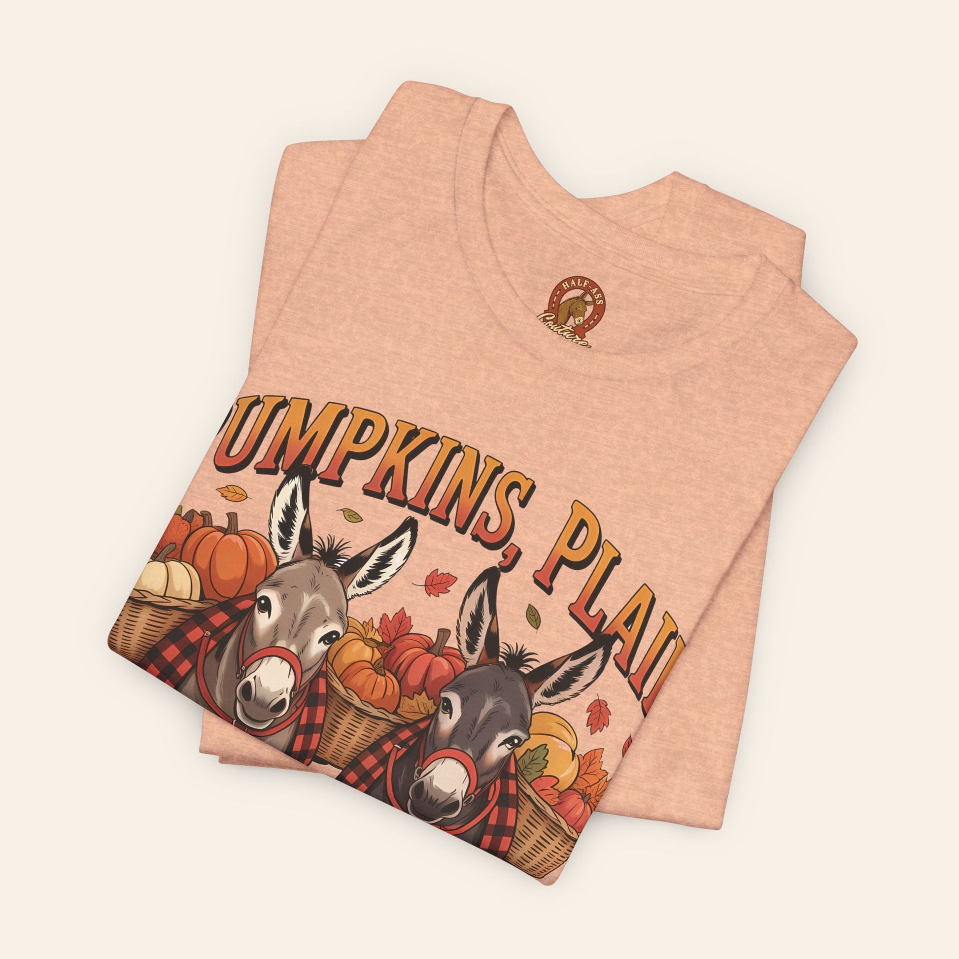 T-Shirt Fall Harvest Tee - Pumpkins, Plaid & Pack Burros Unisex T-Shirt