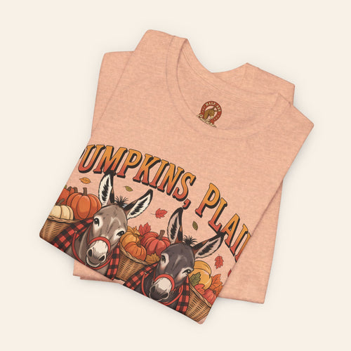 T-Shirt Fall Harvest Tee - Pumpkins, Plaid & Pack Burros Unisex T-Shirt
