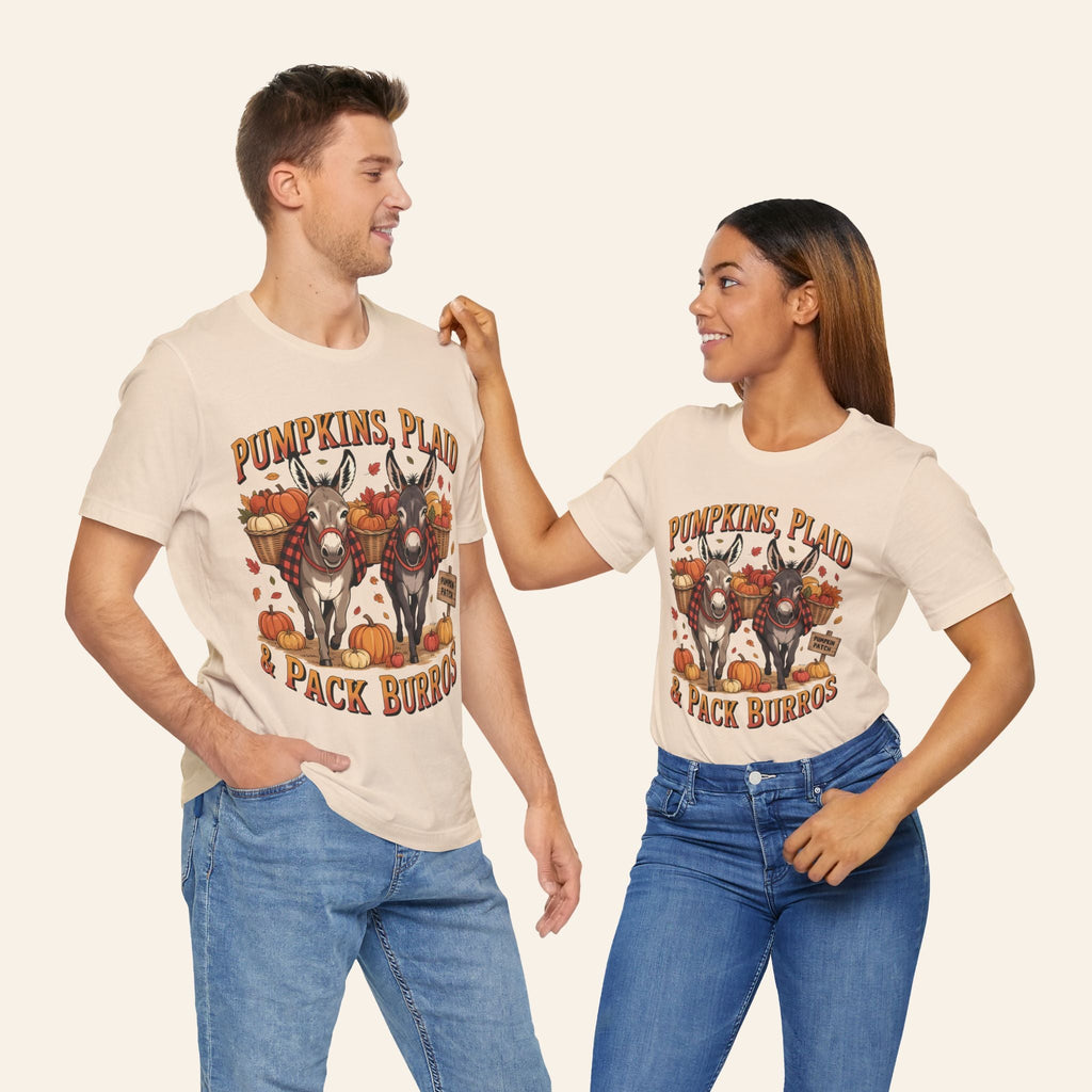 T-Shirt Fall Harvest Tee - Pumpkins, Plaid & Pack Burros Unisex T-Shirt