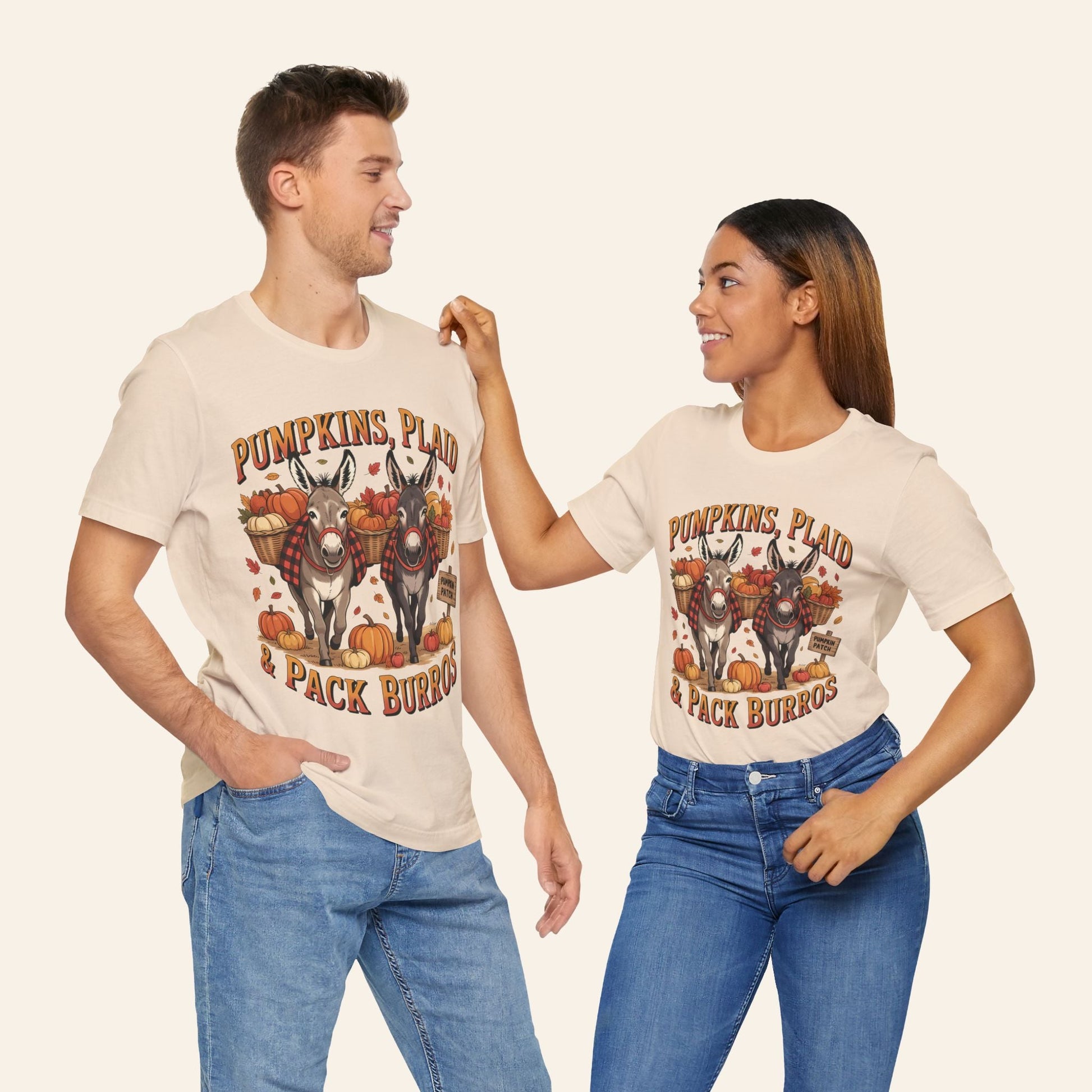 T-Shirt Fall Harvest Tee - Pumpkins, Plaid & Pack Burros Unisex T-Shirt