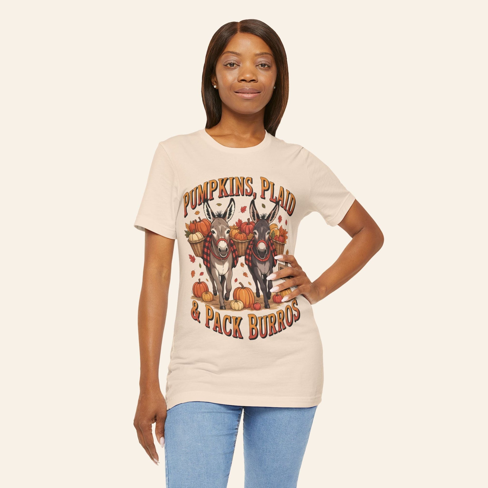 T-Shirt Fall Harvest Tee - Pumpkins, Plaid & Pack Burros Unisex T-Shirt