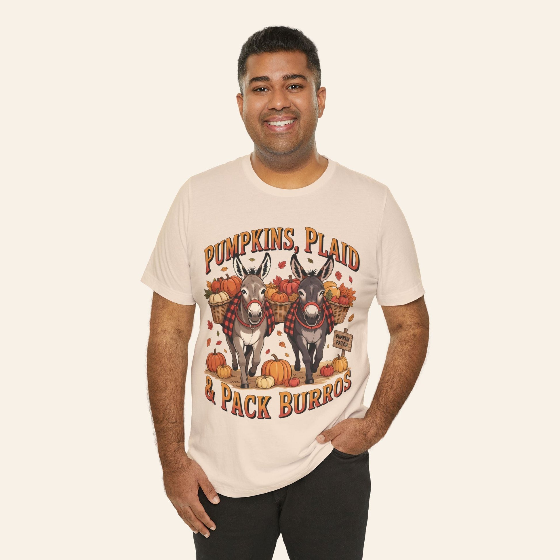 T-Shirt Fall Harvest Tee - Pumpkins, Plaid & Pack Burros Unisex T-Shirt