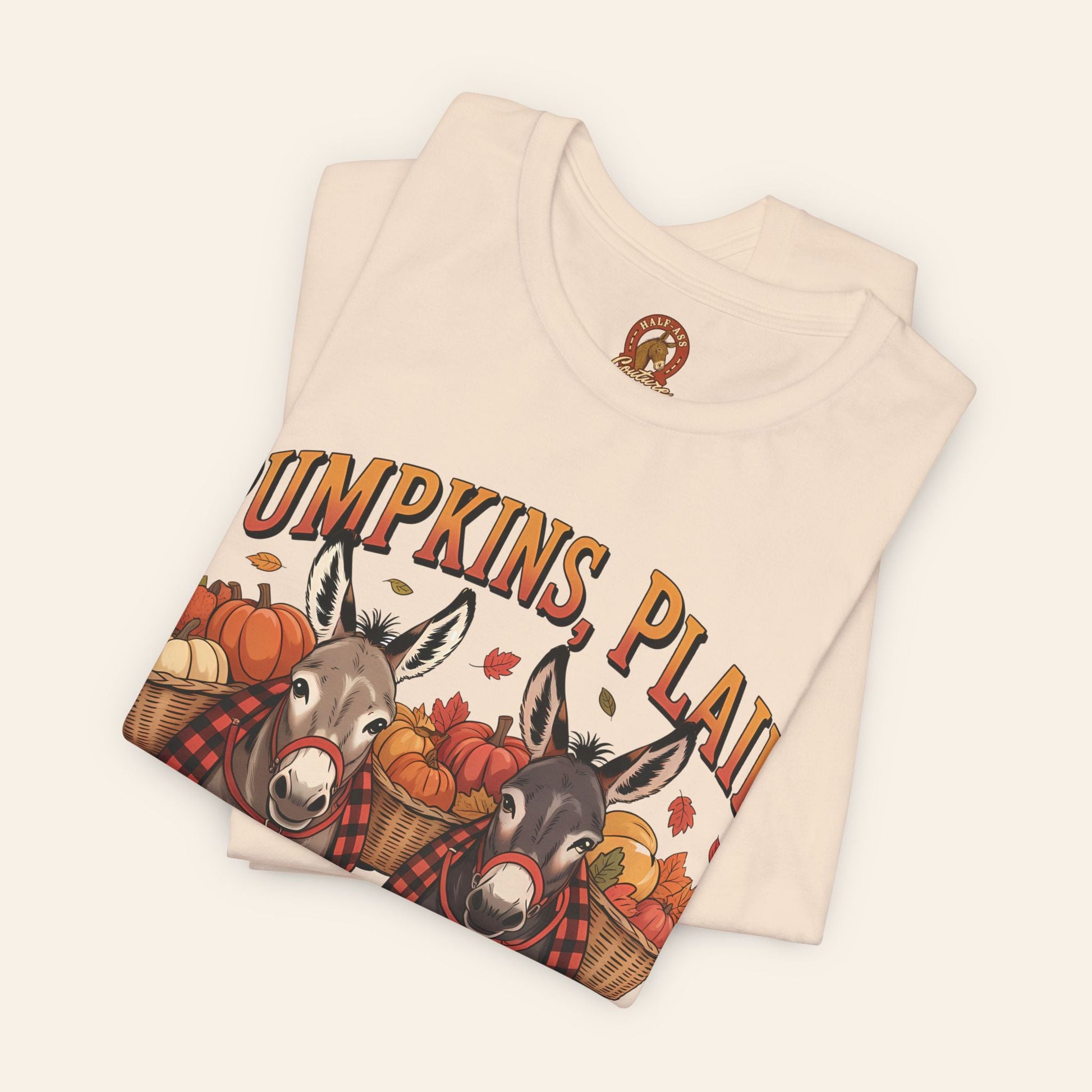 T-Shirt Fall Harvest Tee - Pumpkins, Plaid & Pack Burros Unisex T-Shirt