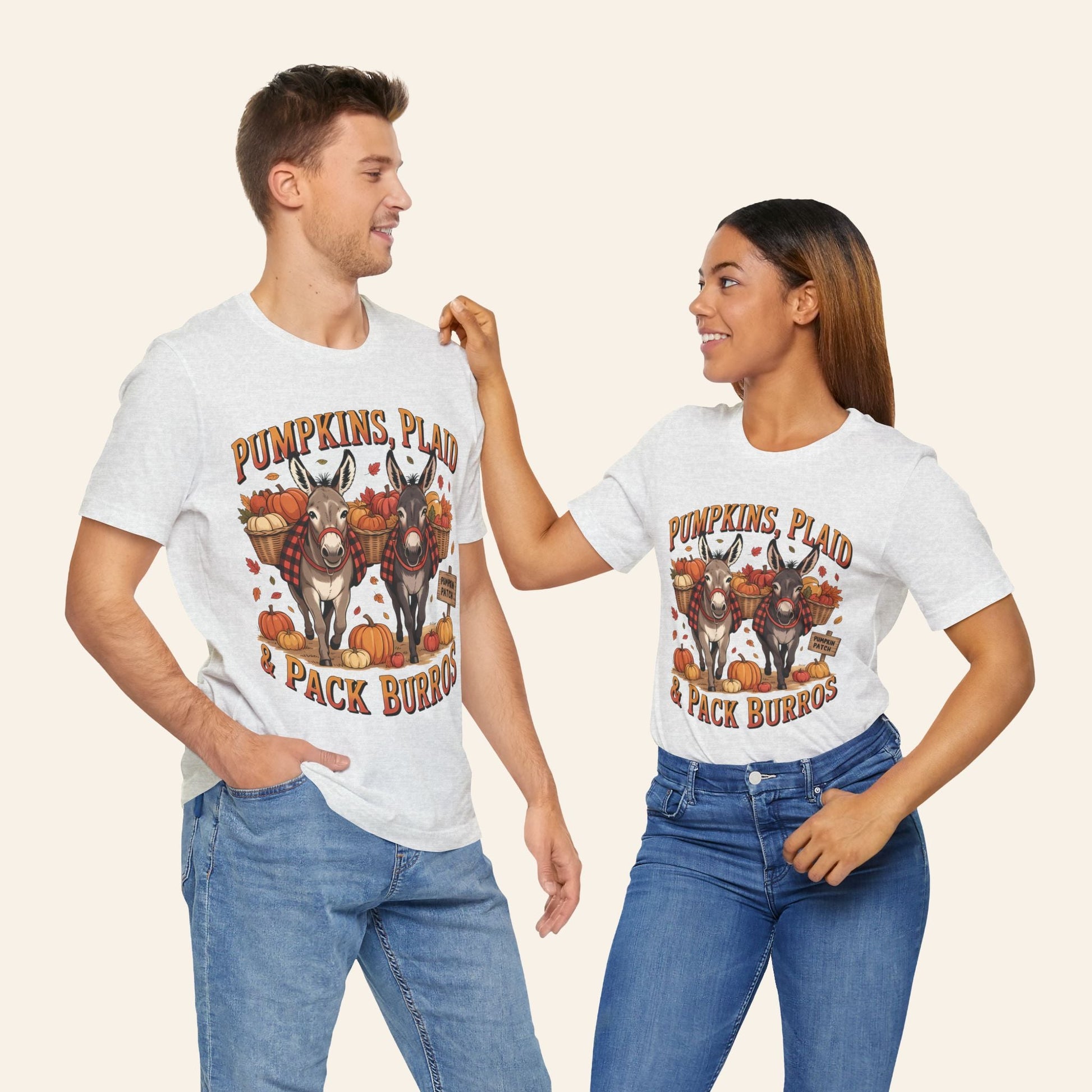 T-Shirt Fall Harvest Tee - Pumpkins, Plaid & Pack Burros Unisex T-Shirt