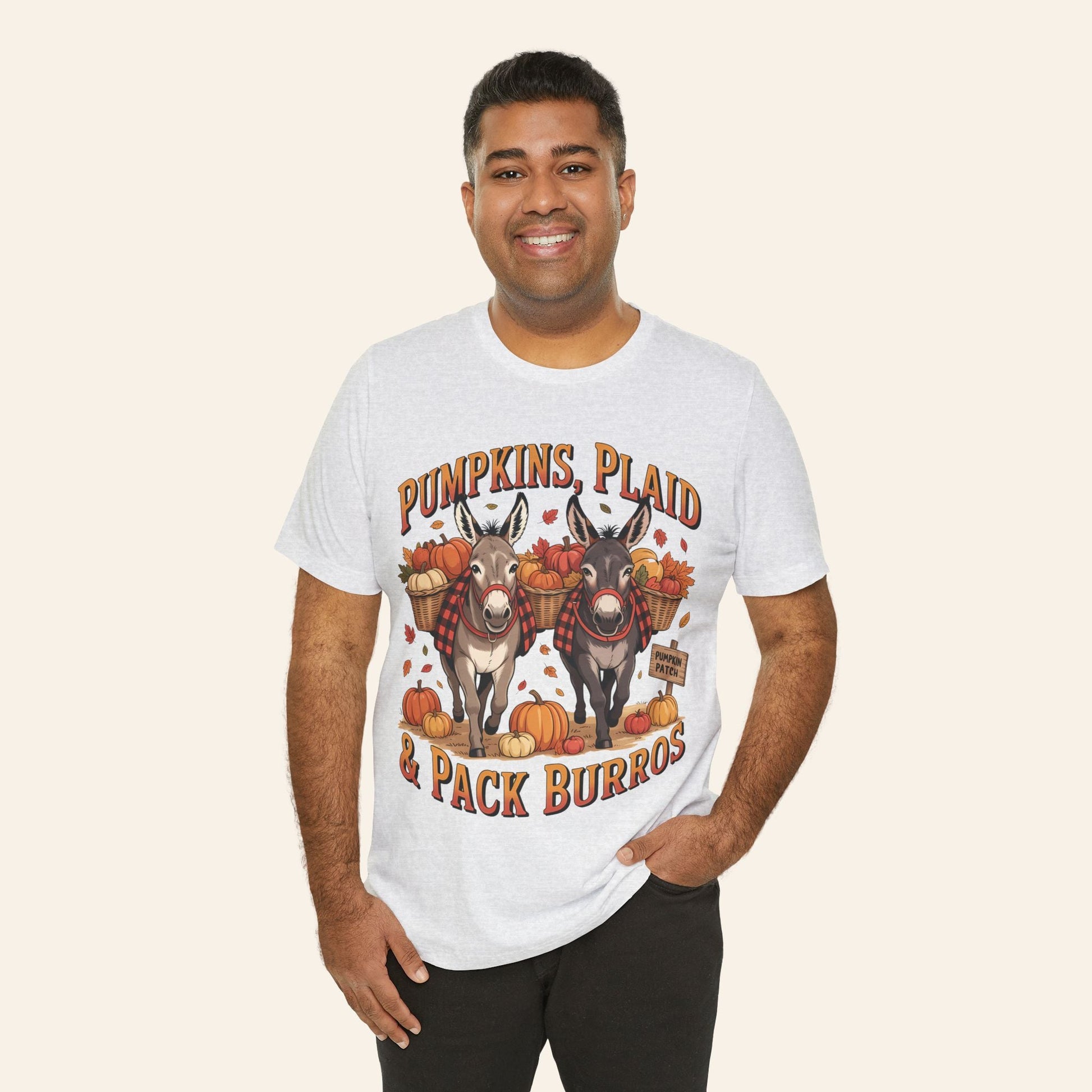 T-Shirt Fall Harvest Tee - Pumpkins, Plaid & Pack Burros Unisex T-Shirt