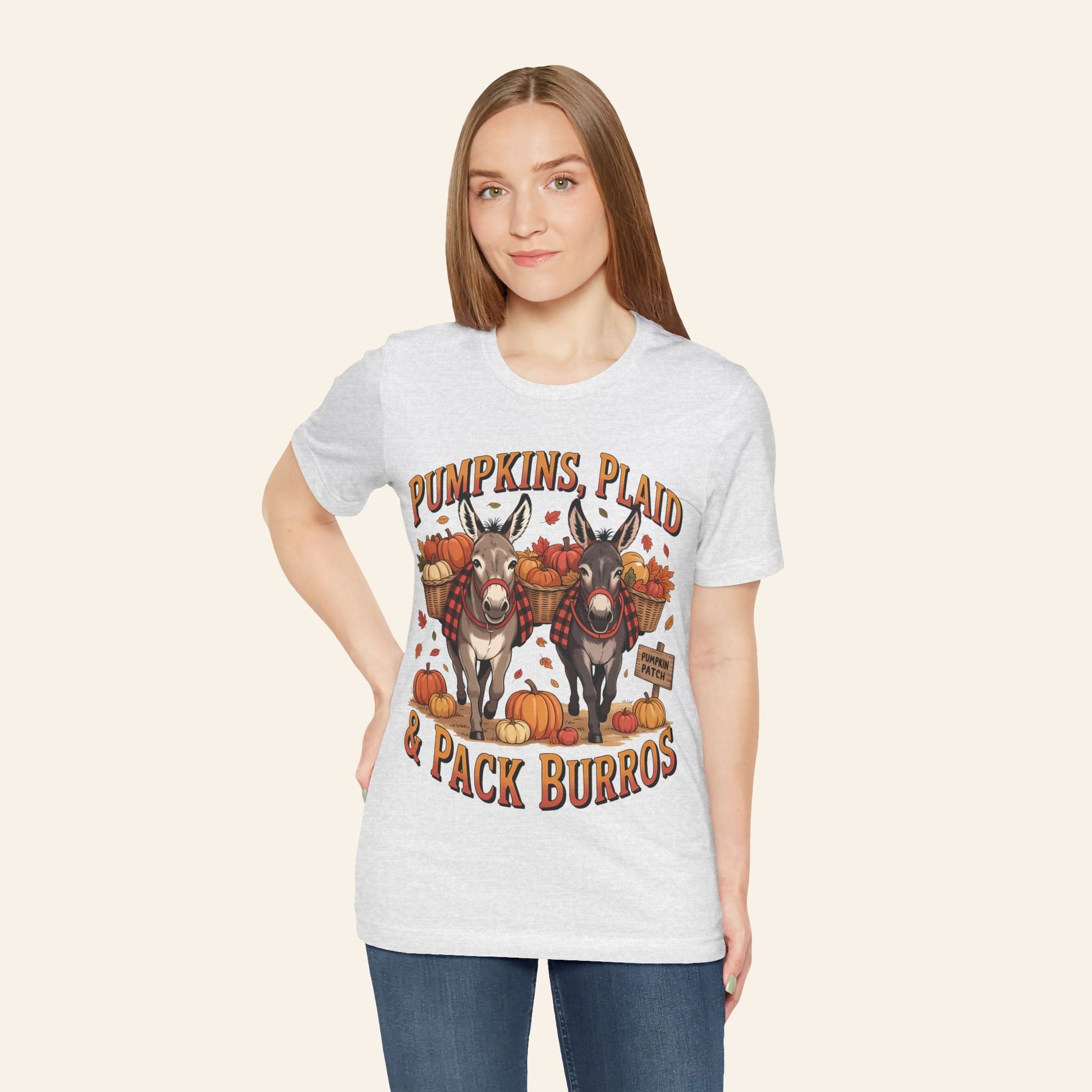 T-Shirt Fall Harvest Tee - Pumpkins, Plaid & Pack Burros Unisex T-Shirt