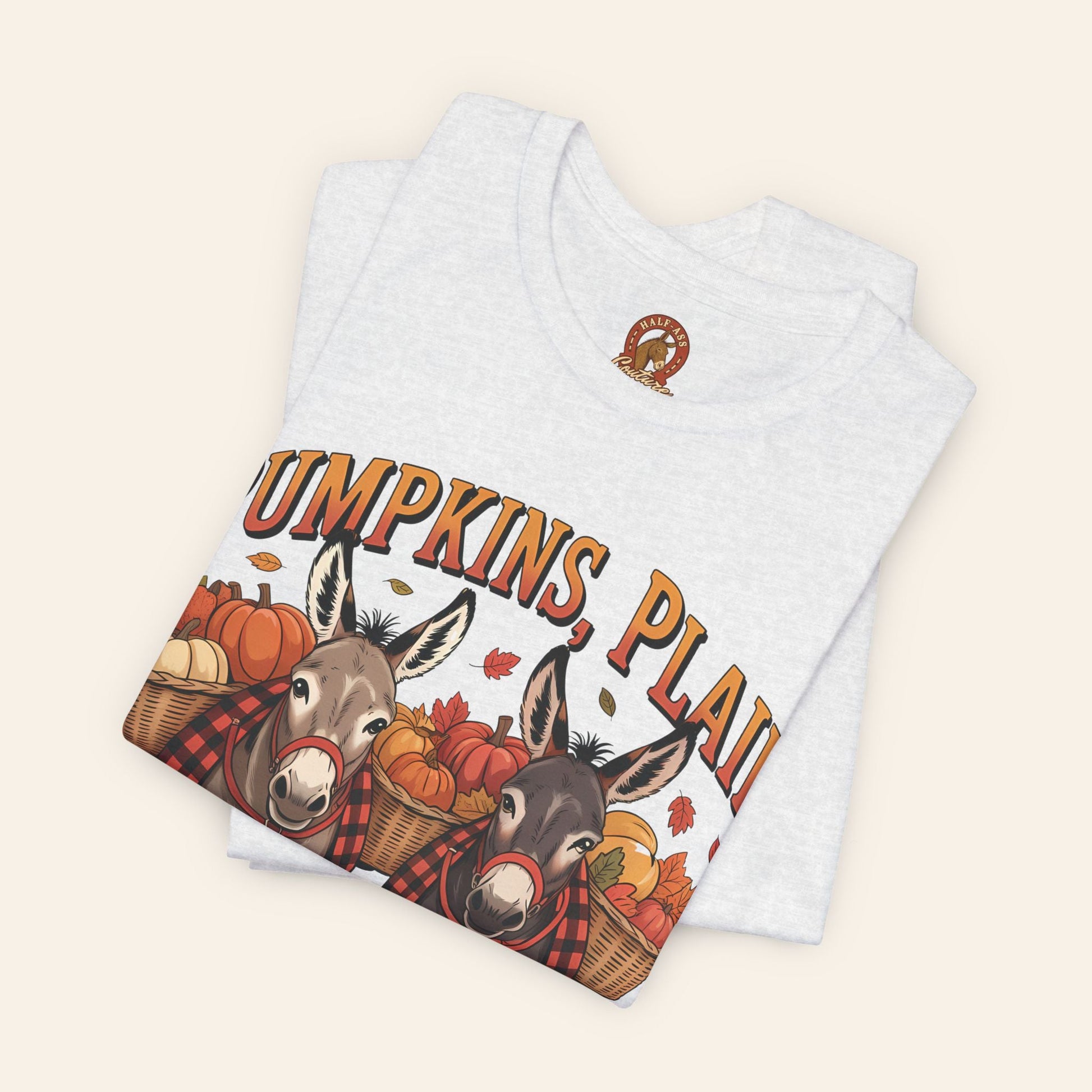 T-Shirt Fall Harvest Tee - Pumpkins, Plaid & Pack Burros Unisex T-Shirt