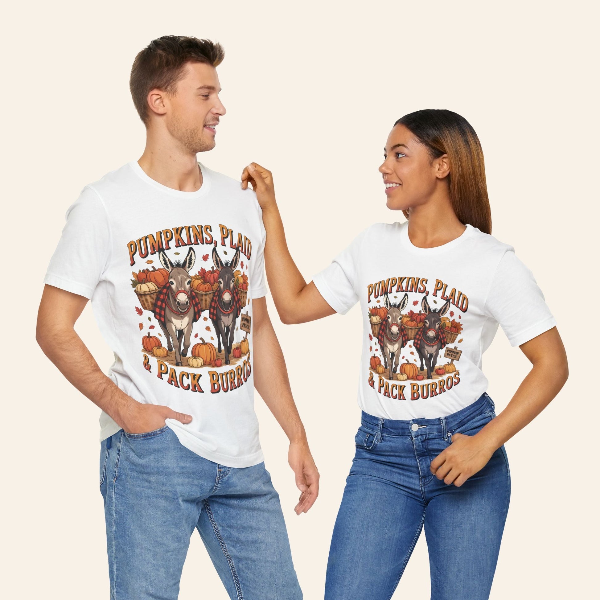 T-Shirt Fall Harvest Tee - Pumpkins, Plaid & Pack Burros Unisex T-Shirt