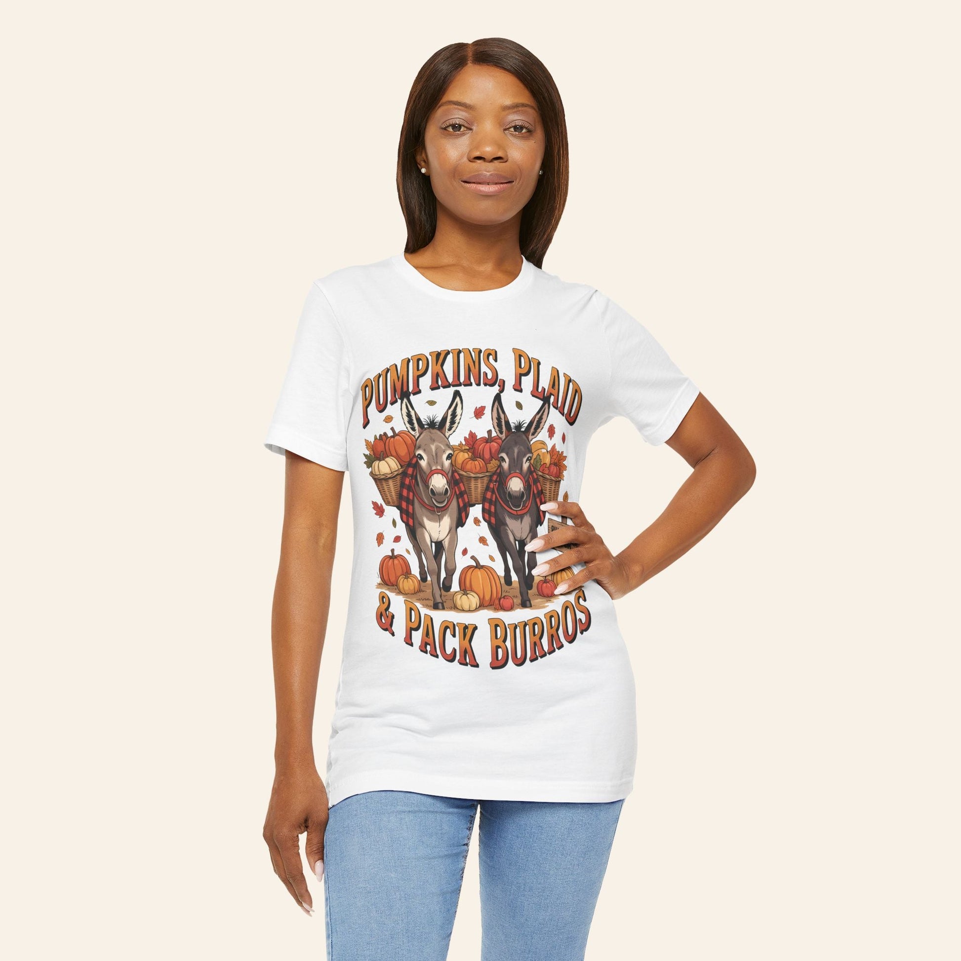 T-Shirt Fall Harvest Tee - Pumpkins, Plaid & Pack Burros Unisex T-Shirt