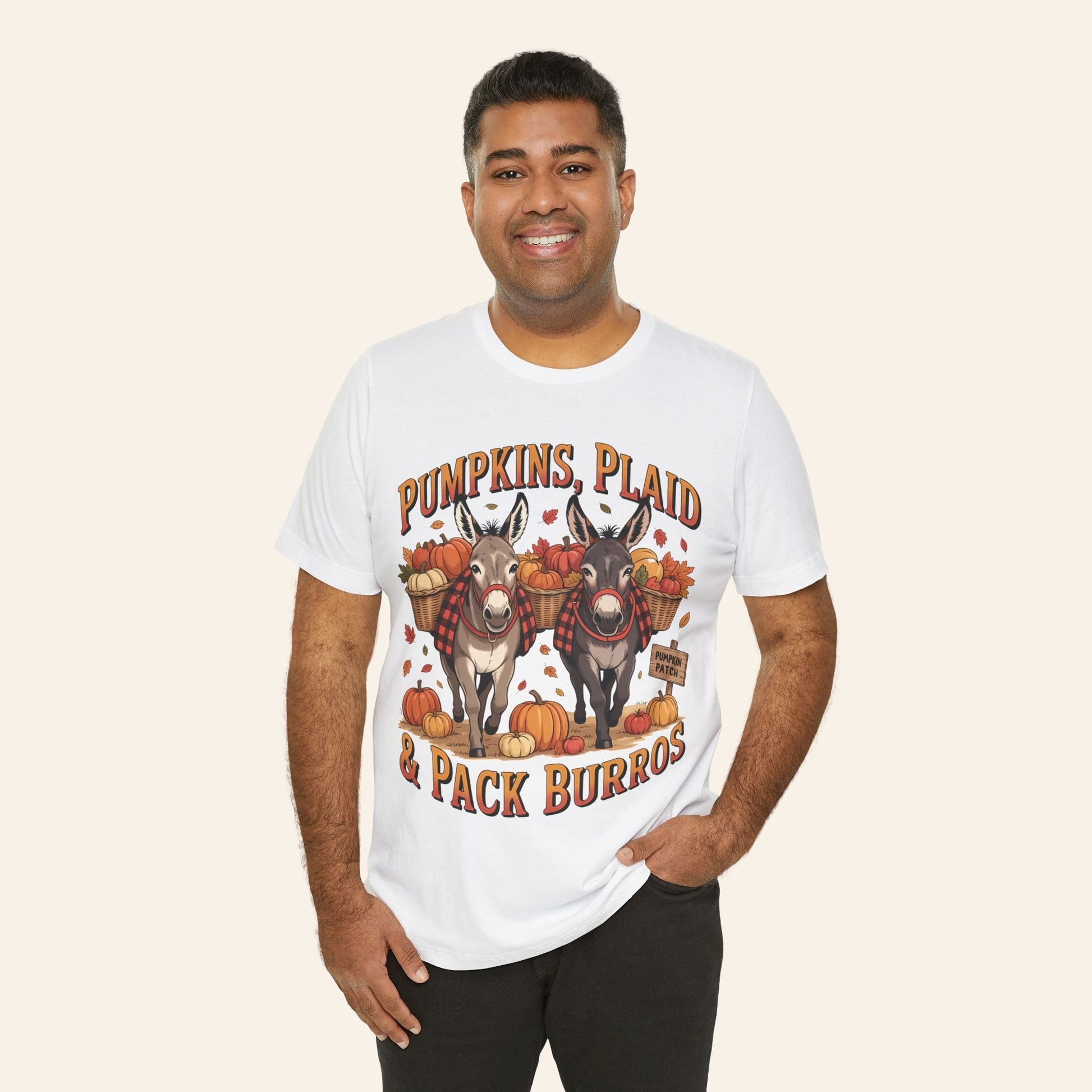 T-Shirt Fall Harvest Tee - Pumpkins, Plaid & Pack Burros Unisex T-Shirt
