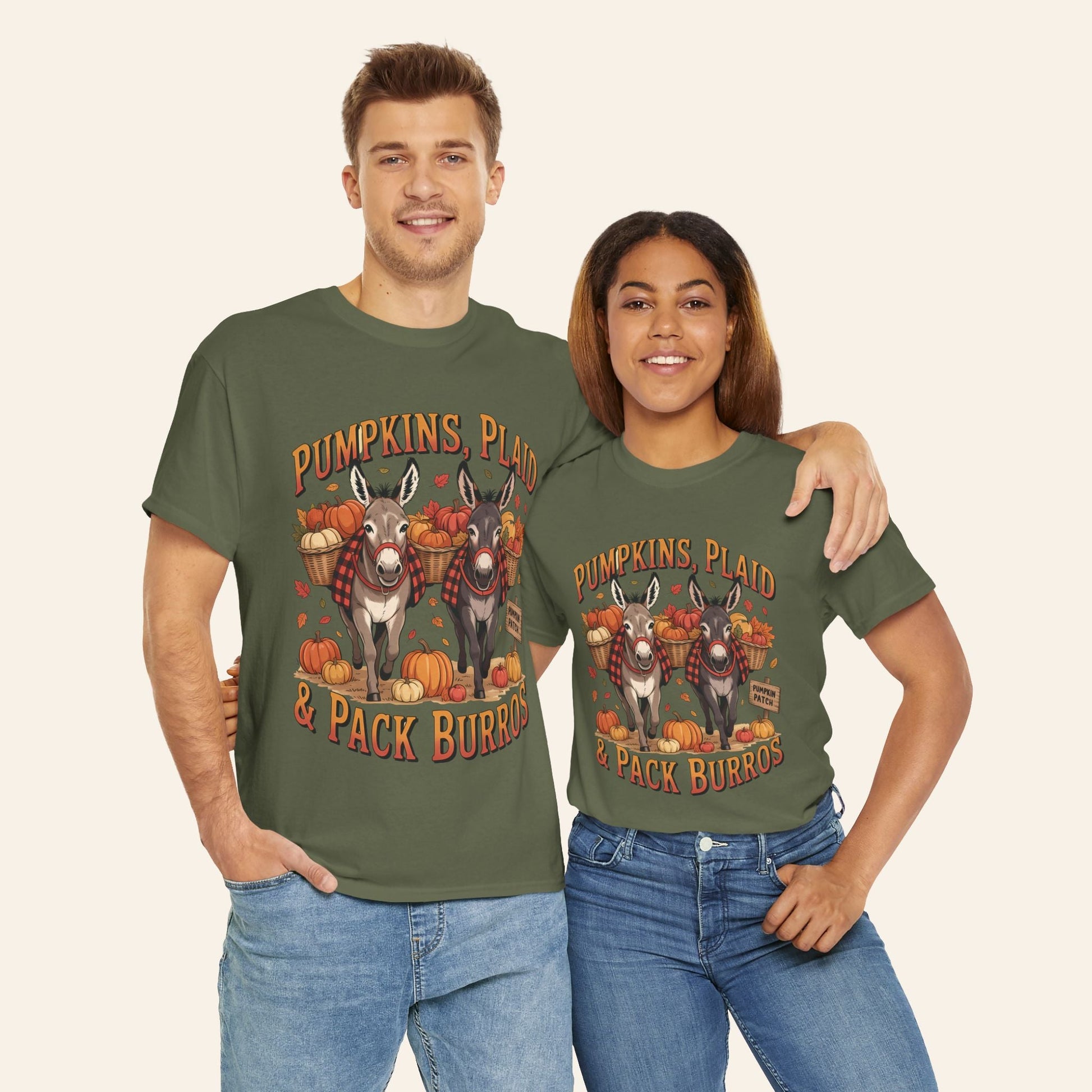 T-Shirt Pumpkins, Plaid, & Pack Burros Unisex Tee