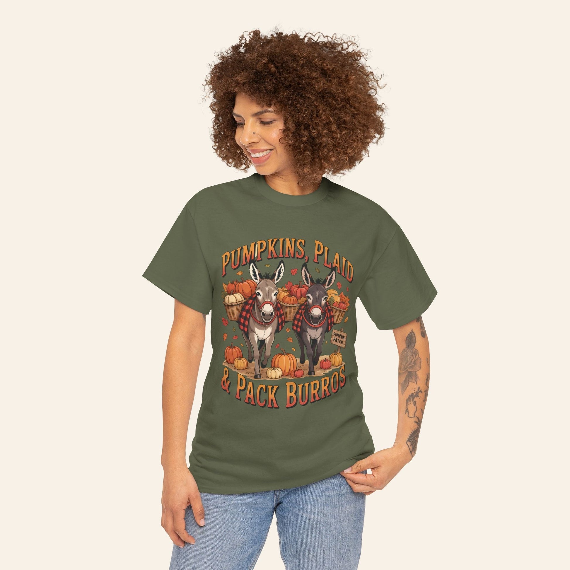 T-Shirt Pumpkins, Plaid, & Pack Burros Unisex Tee