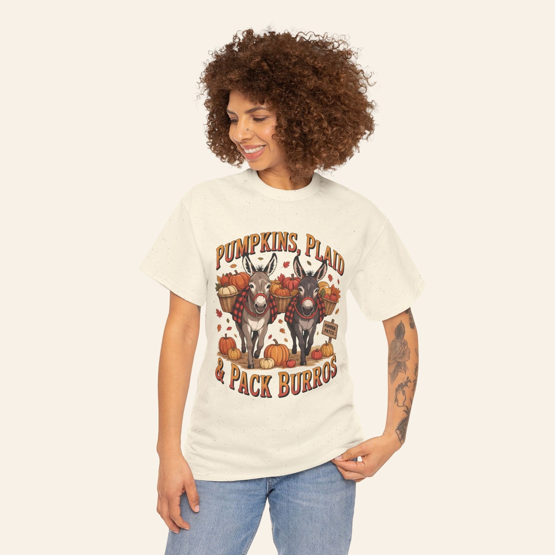 T-Shirt Pumpkins, Plaid, & Pack Burros Unisex Tee