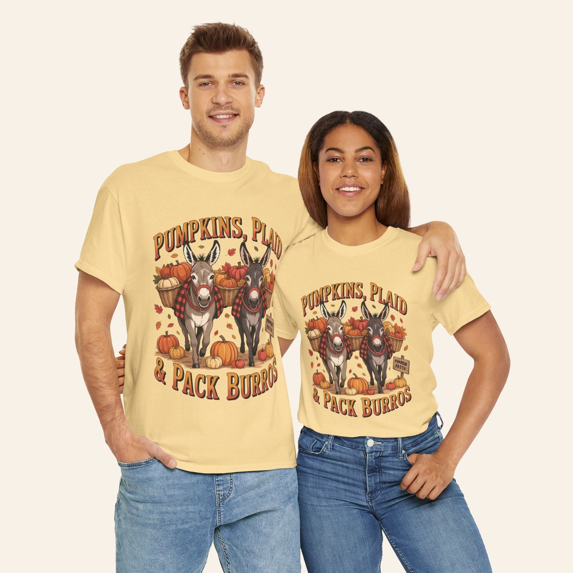 T-Shirt Pumpkins, Plaid, & Pack Burros Unisex Tee