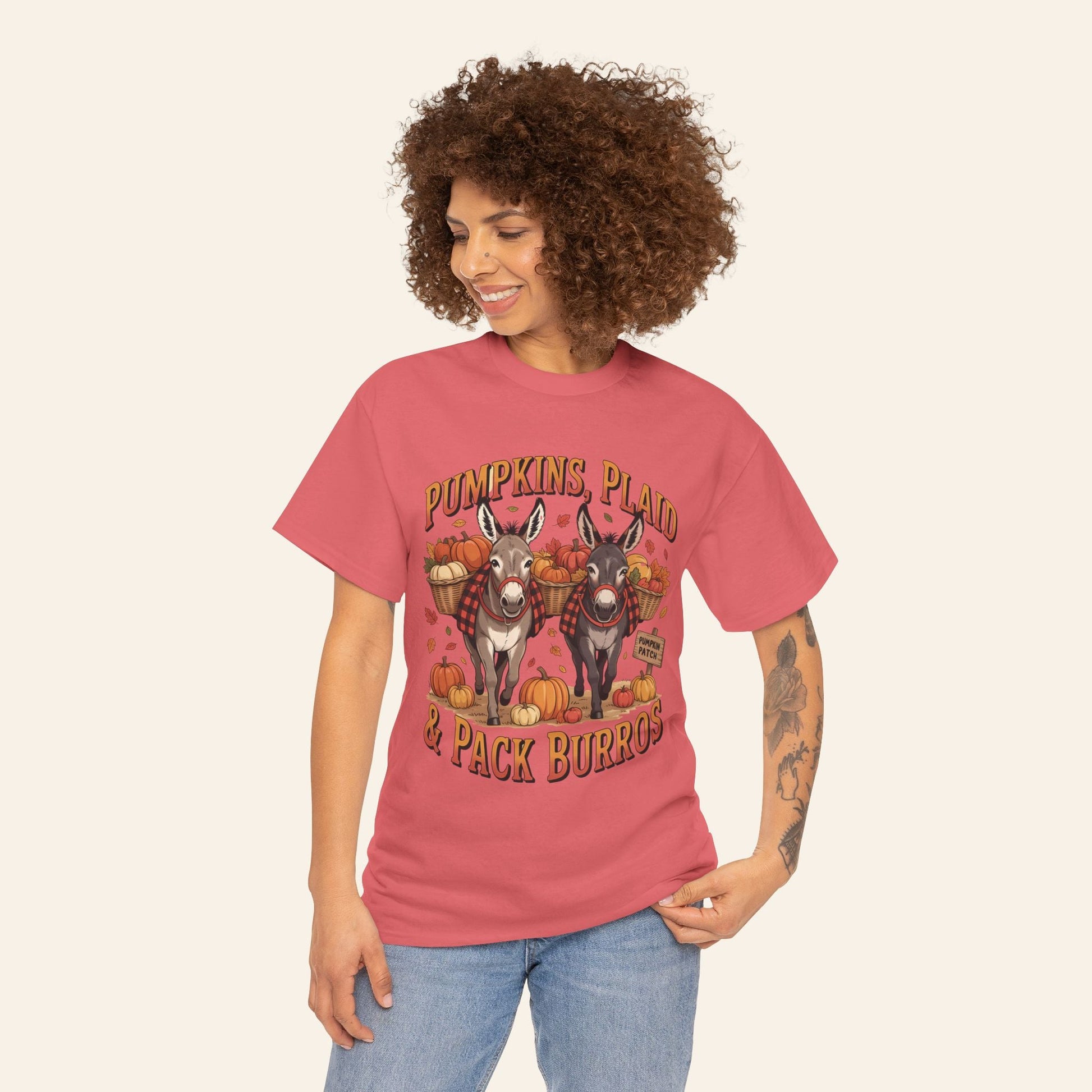 T-Shirt Pumpkins, Plaid, & Pack Burros Unisex Tee