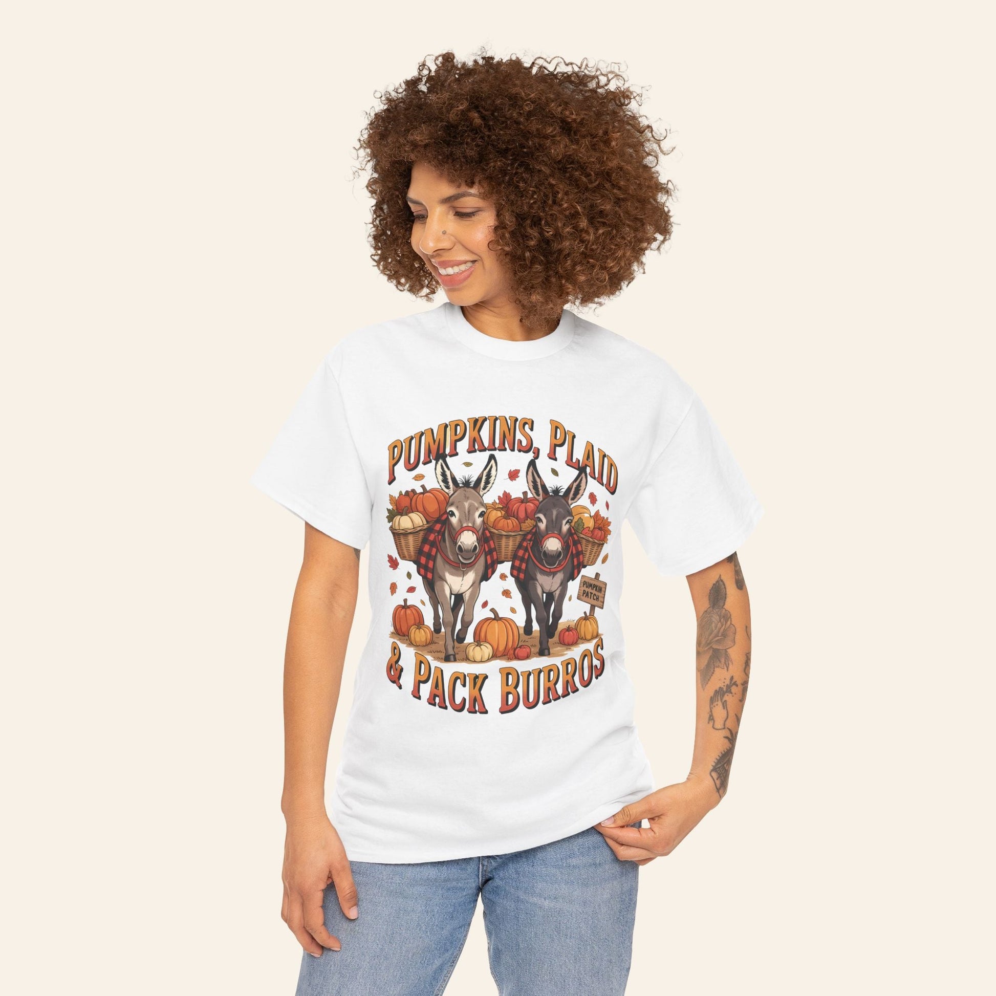 T-Shirt Pumpkins, Plaid, & Pack Burros Unisex Tee