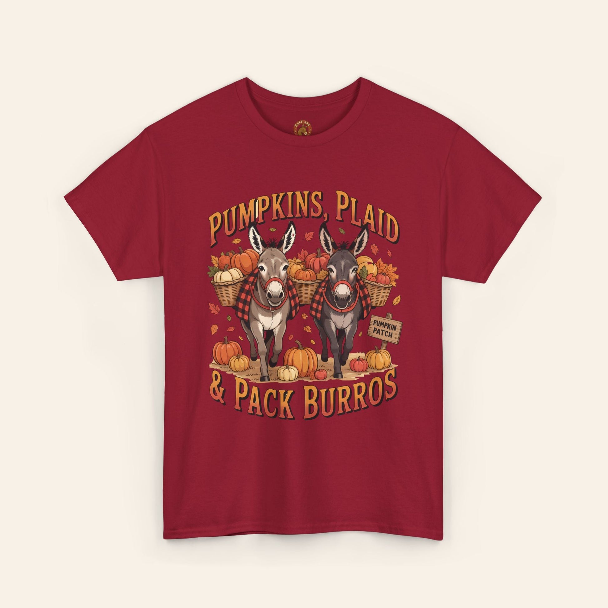 T-Shirt Pumpkins, Plaid, & Pack Burros Unisex Tee Cardinal Red / S