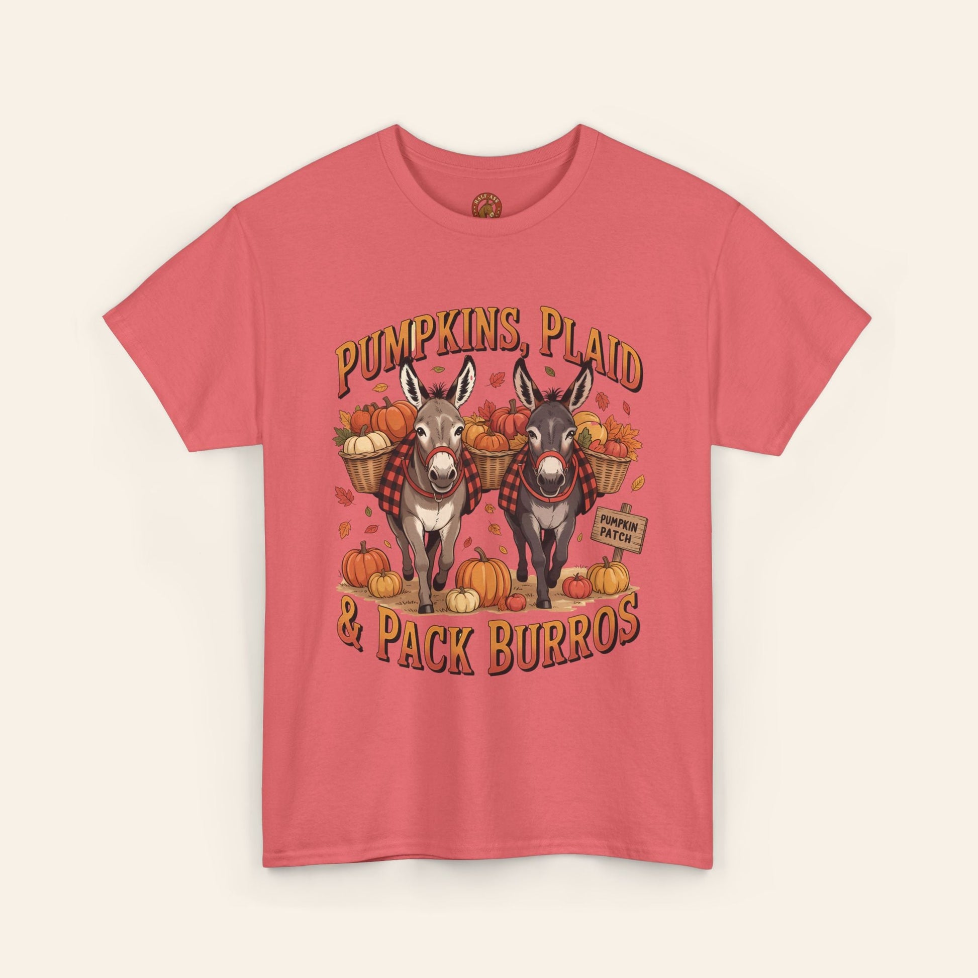 T-Shirt Pumpkins, Plaid, & Pack Burros Unisex Tee Coral Silk / S
