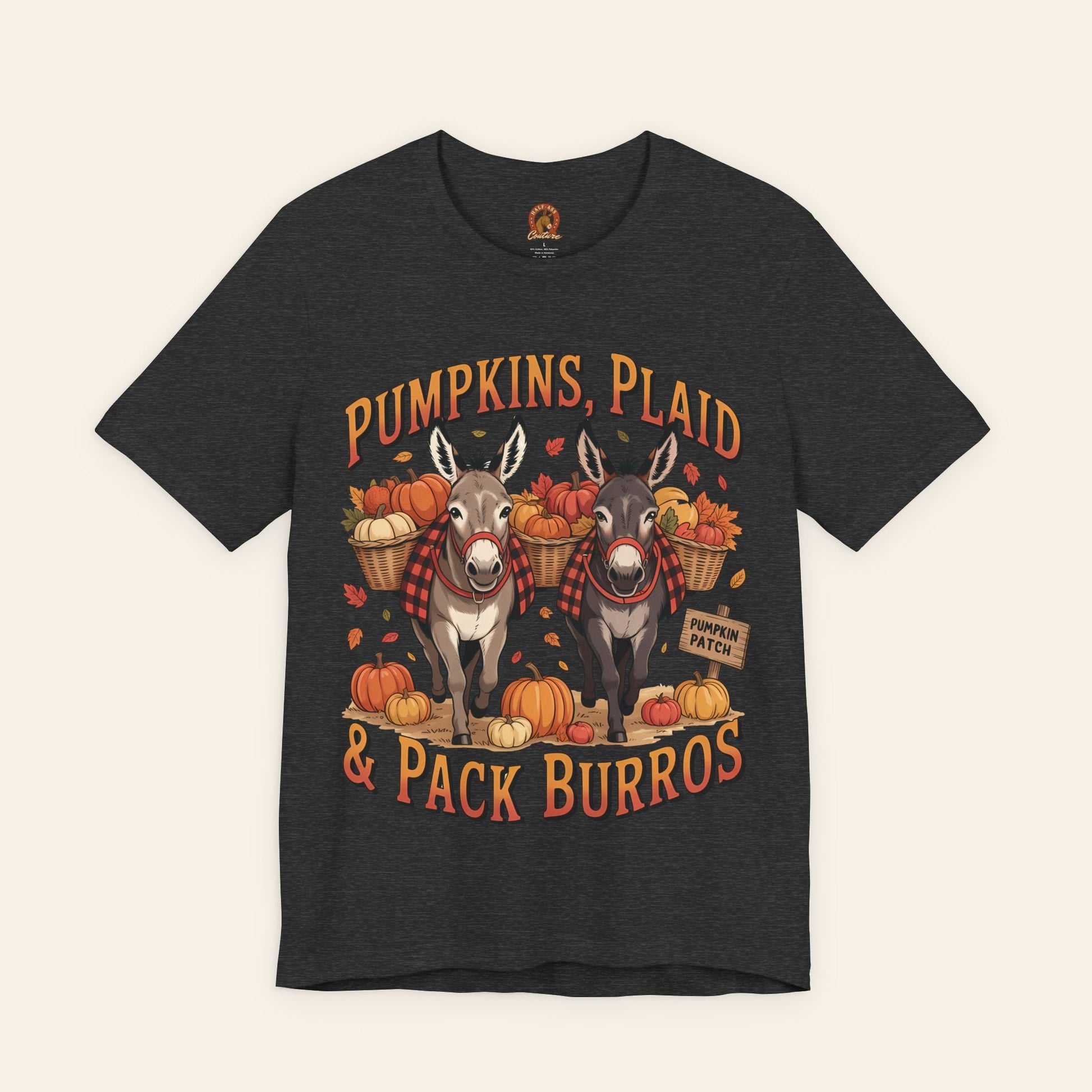 T-Shirt Pumpkins, Plaid & Pack Burros Unisex T-Shirt Dark Grey Heather / S