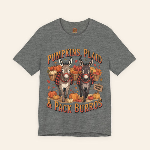 T-Shirt Pumpkins, Plaid & Pack Burros Unisex T-Shirt Deep Heather / S