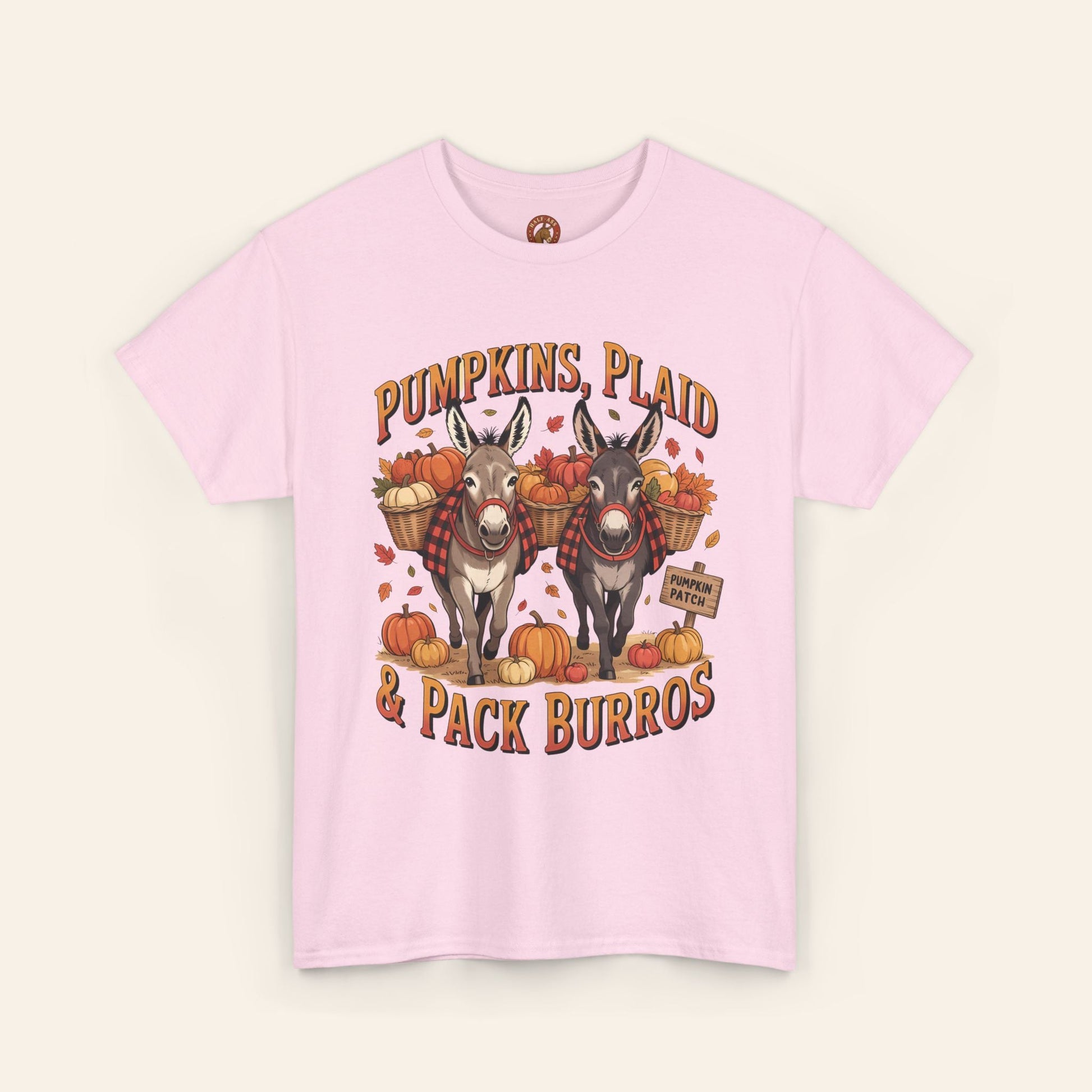 T-Shirt Pumpkins, Plaid, & Pack Burros Unisex Tee Light Pink / S