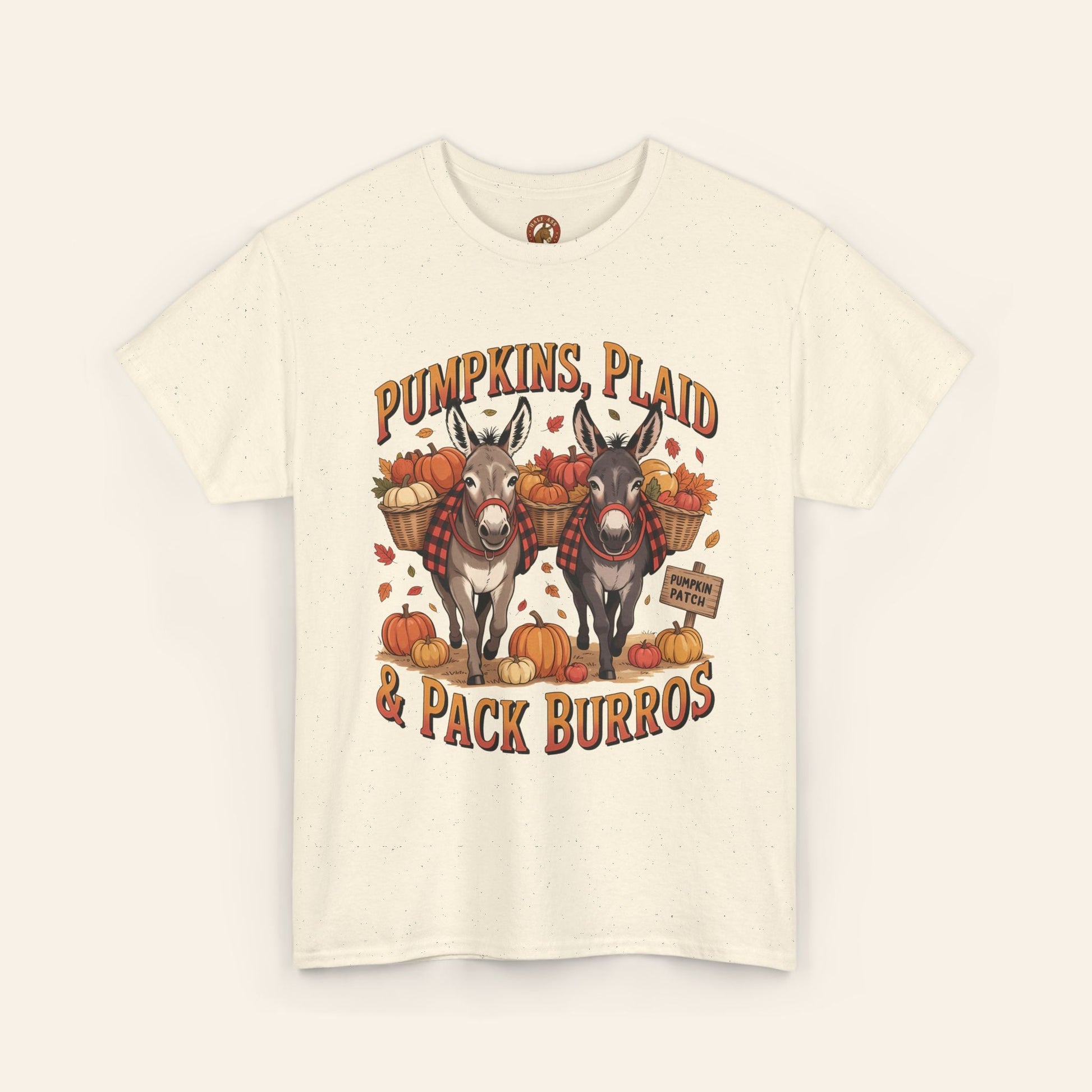 T-Shirt Pumpkins, Plaid, & Pack Burros Unisex Tee Natural / S