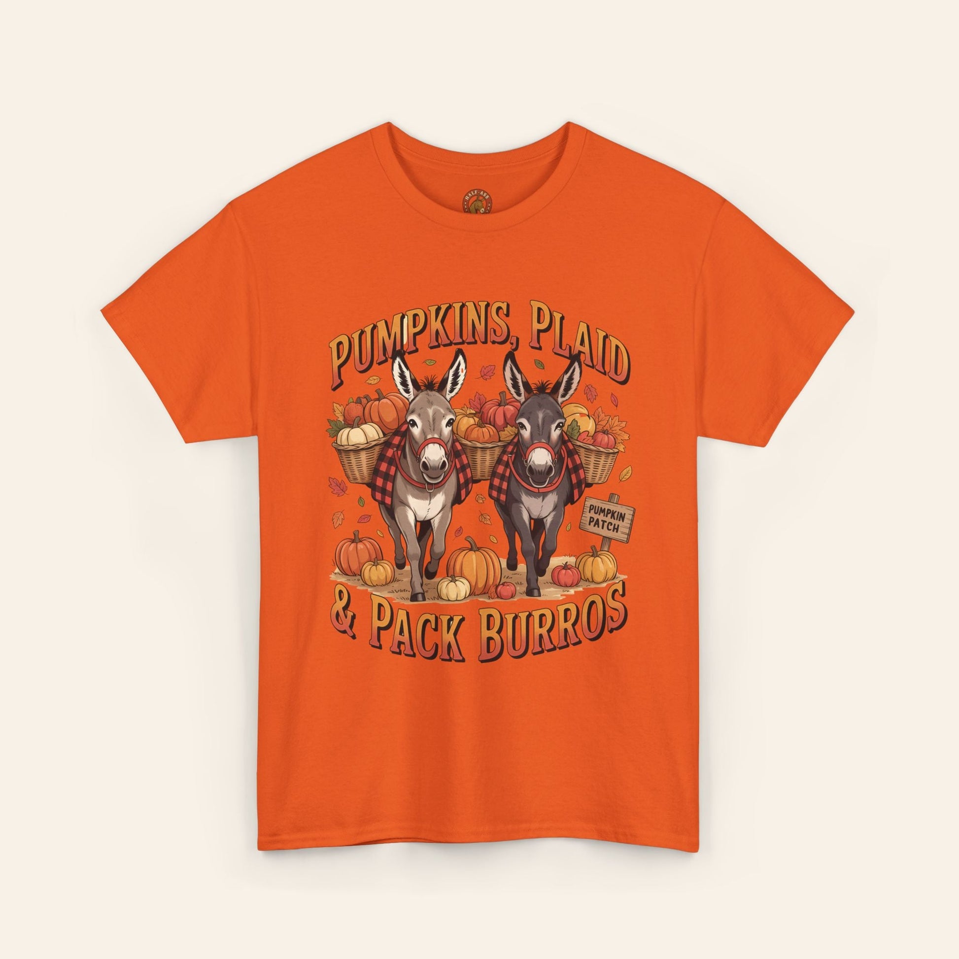 T-Shirt Pumpkins, Plaid, & Pack Burros Unisex Tee Orange / S