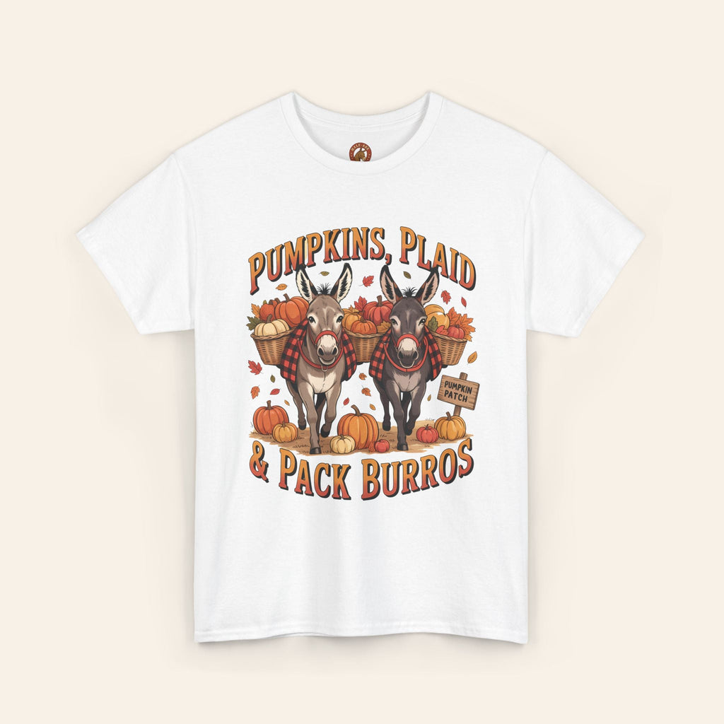 T-Shirt Pumpkins, Plaid, & Pack Burros Unisex Tee White / S