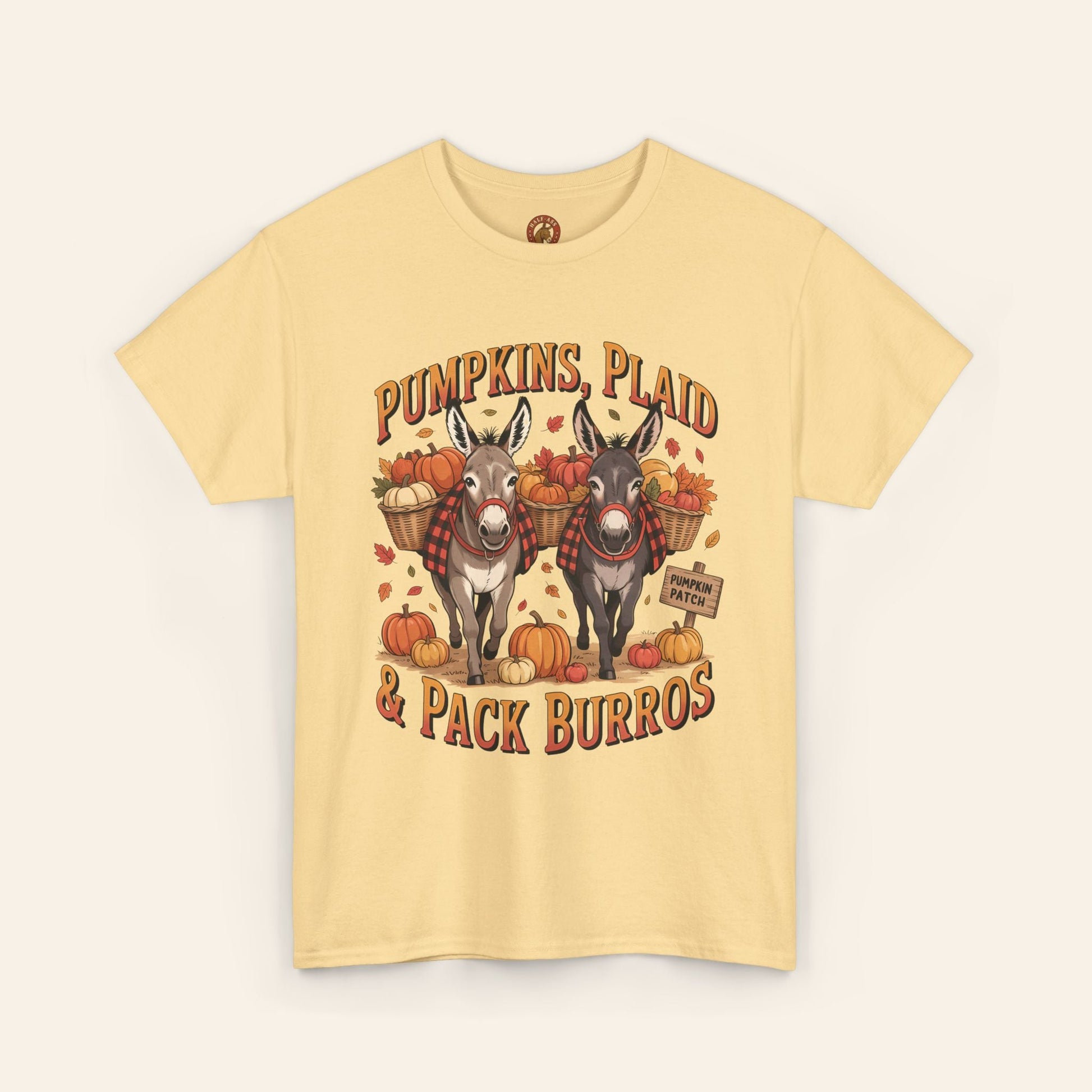 T-Shirt Pumpkins, Plaid, & Pack Burros Unisex Tee Yellow Haze / S